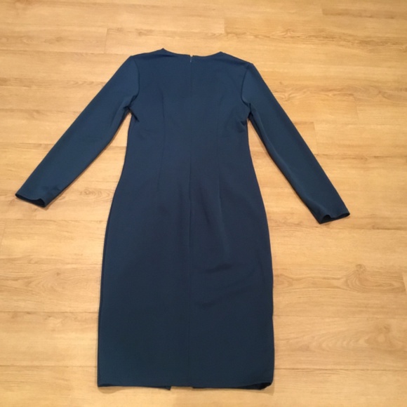 NWT Jasambac Teal Bodycon Long Sleeve Elegant Midi Dress Size 8 - Picture 8 of 8